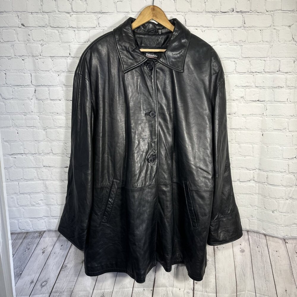 Vintage Tibor Leather Jacket 3X Womens Black‎ Thinsulate Coat Removable Liner